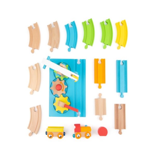 Houten Treinbaan met hijskraan - Afbeelding 4