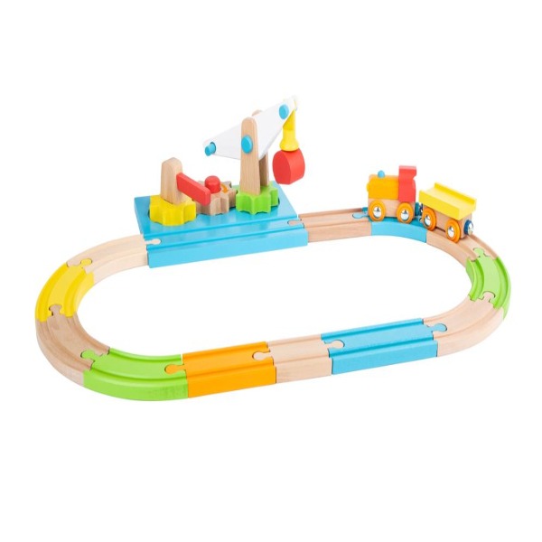 Houten Treinbaan met hijskraan - Afbeelding 2