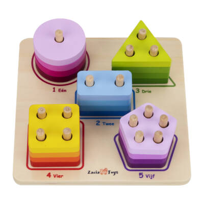 ZaciaToys houten geometrisch vormenpuzzel 21-delig
