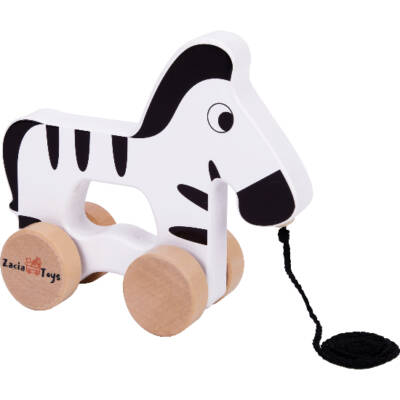 ZaciaToys Houten Trekfiguur Zebra
